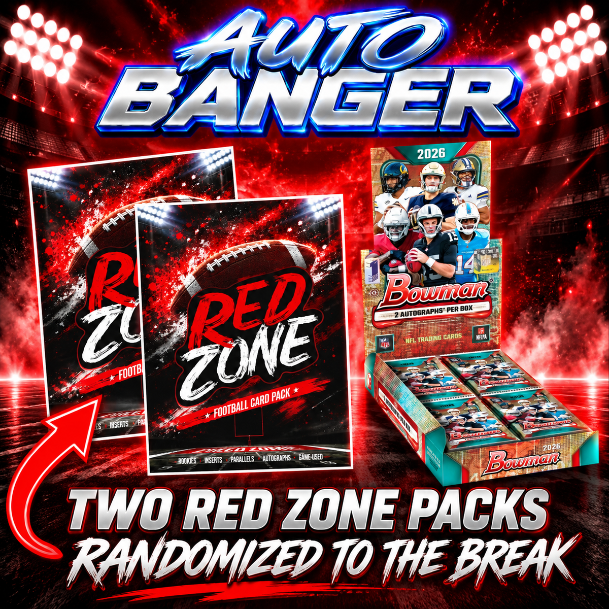 ⭐ AUTO BANGER! BREAK #12105 - 2026 Bowman First Day Issue (Random Team) *** 2 Red Zone Packs Randomized to the Break!