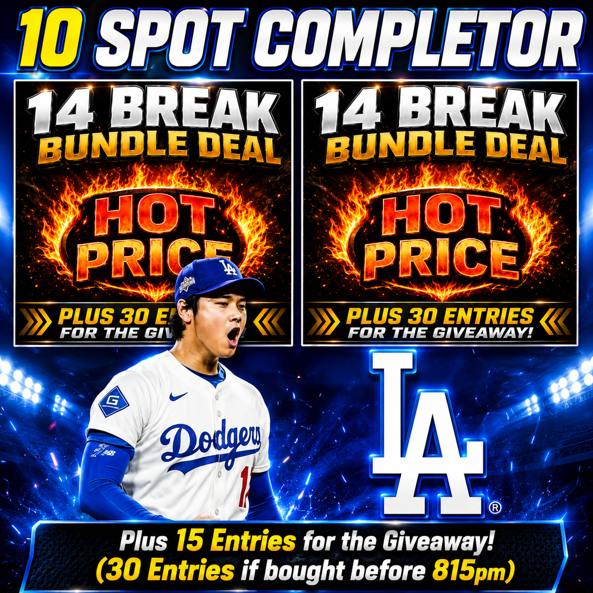 ➡️10 Spot Completor (Dodgers and 2 Bundles!) *** Plus 15 Entries for the Giveaway (30 if bought before 815pm)!