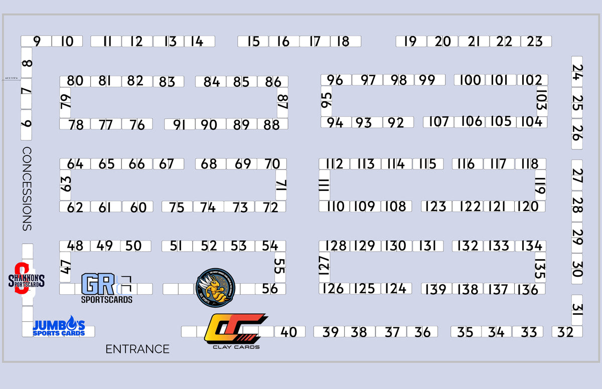 π
Jumbo's 6th Anniversary Lima Card Show (January 23rd & 24th, 2027) *** Pick Your Own Tables! - 8 ft tables