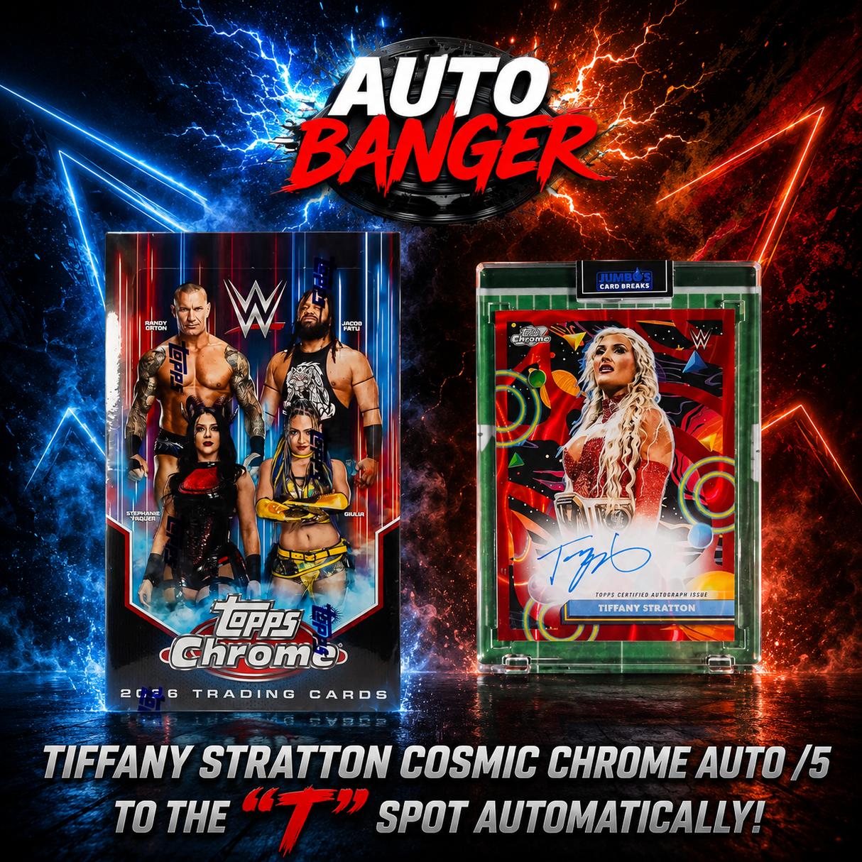 💥 AUTO BANGER! BREAK #11779 - 2026 Topps Chrome WWE (Random Team) *** The "T" Spot gets this Tiffany Stratton Auto /5 Automatically!