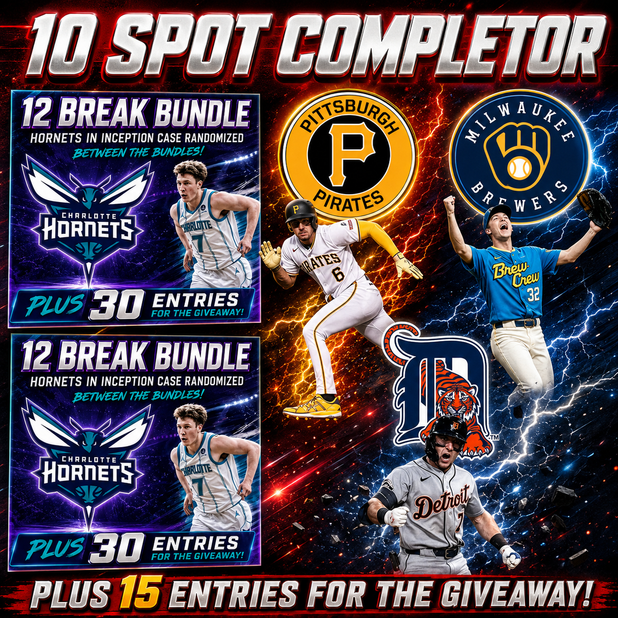 ➡️10 Spot Completor! (2 Bundle Deals, Brewers, Pirates, Tigers!) *** Plus 15 Entries for the Giveaway!