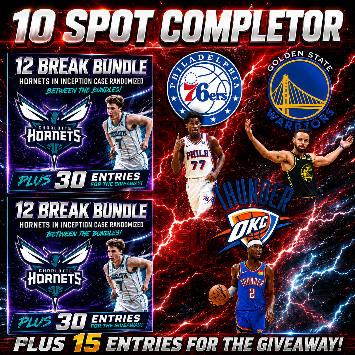➡️10 Spot Completor! (2 Bundle Deals, Warriors, 76ers, Thunder!) *** Plus 15 Entries for the Giveaway!