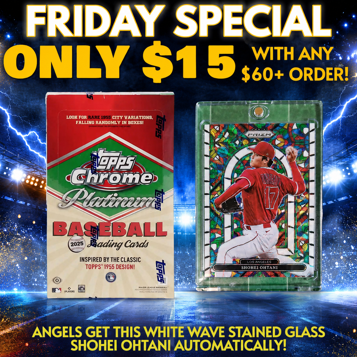 ⚾Friday Special! BREAK #11784 - 2025 Topps Chrome Platinum (Random Team) *** Angels get this Shohei Ohtani White Wave Stained Glass Automatically! Only $15 with any $60+ Order!
