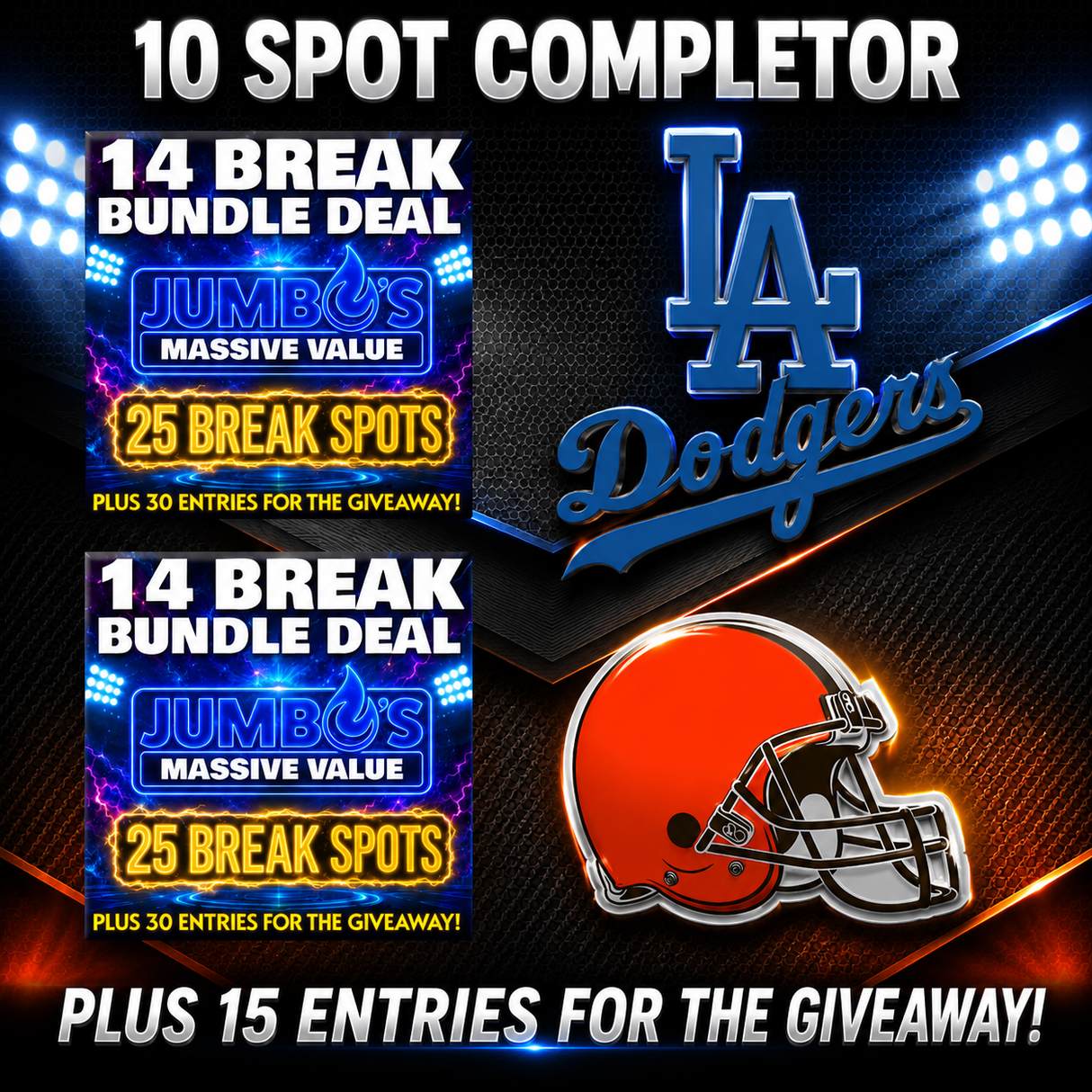 ➡️10 Spot Completor (2 Bundle Deals, Dodgers, Browns!) *** Plus 15 Entries for the Giveaway!
