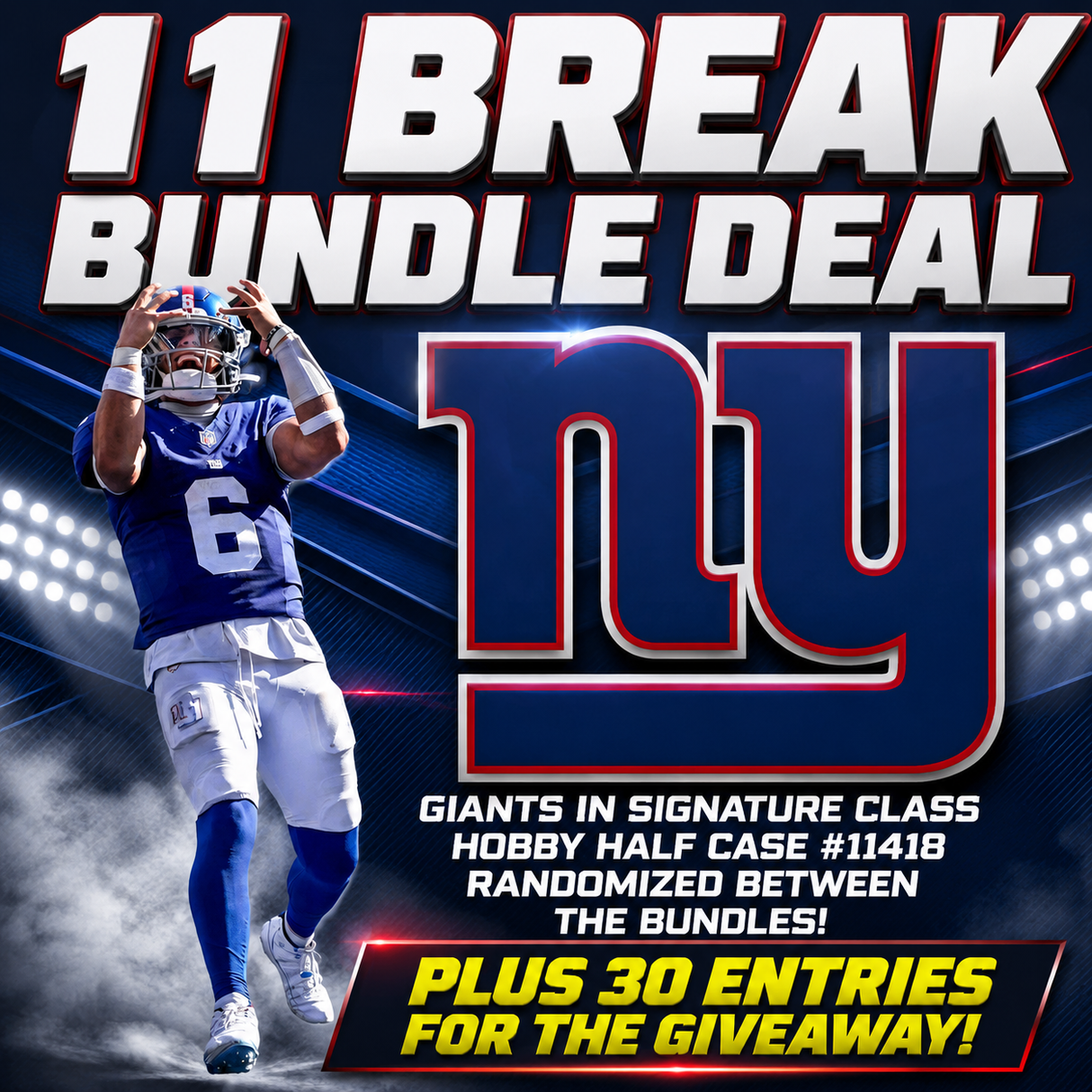 💥 Sunday Night 11 Break Bundle Deal! Giants in Signature Class Hobby Half Case #11418 Randomized between the 5 Bundles! *** Plus 30 Entries into the Giveaway!