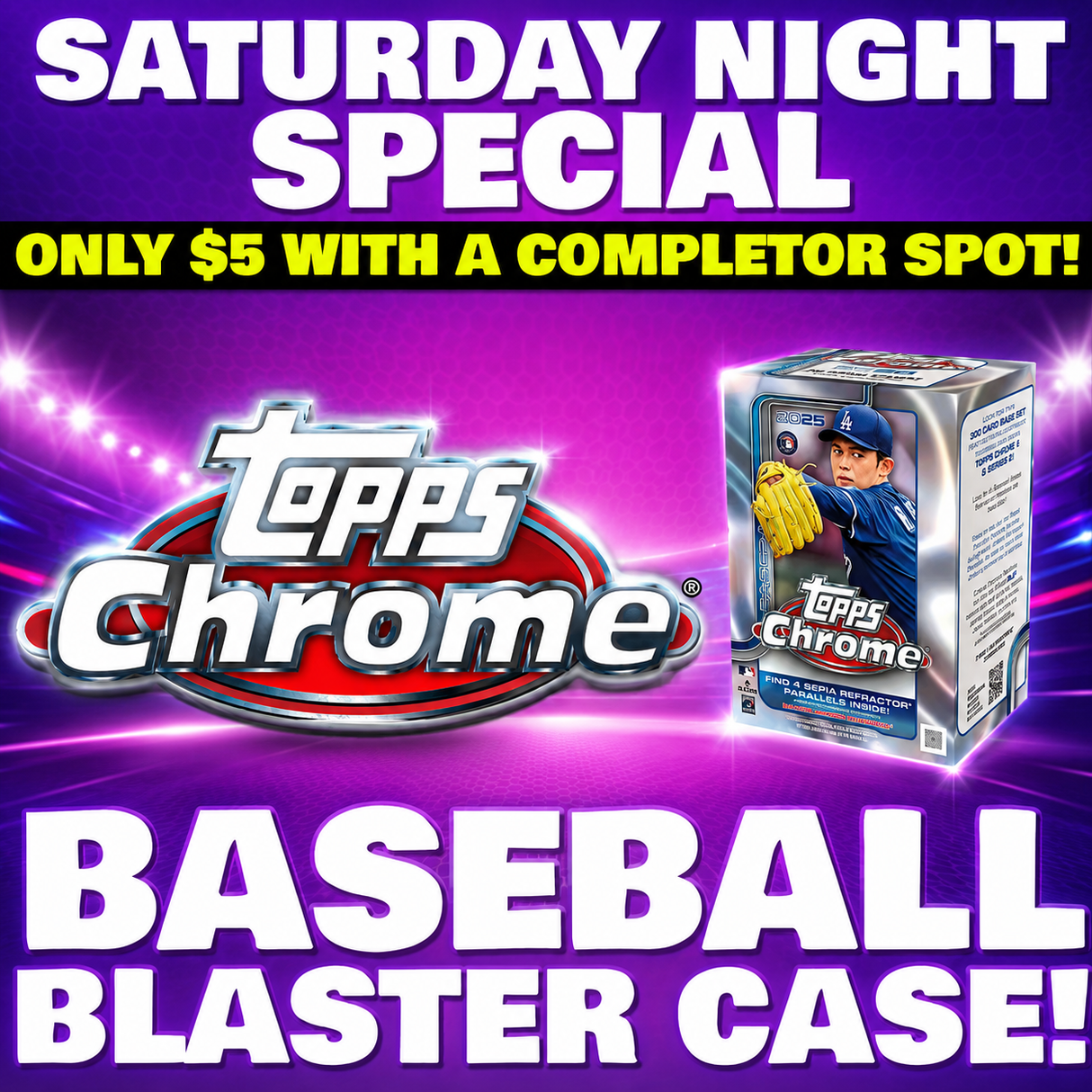 ⚾ BREAK #11486 - 2025 Topps Chrome Blaster 40 Box Full Case (Random Team) *** Only $5 with a Completor Spot!