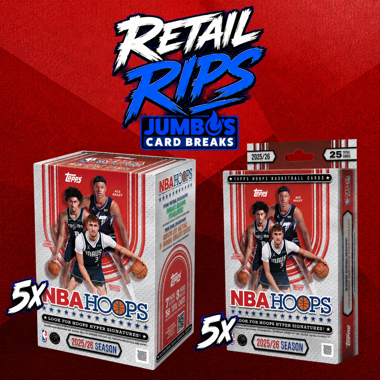 ⭐ RETAIL RIPS! BREAK #11366 - 2025 Topps NBA Hoops 10 Box Retail Mixer (Random Team)
