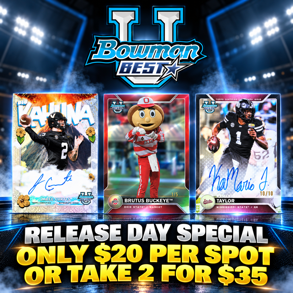 ๐NEW RELEASE! BREAK #12190 - 2026 Bowman U Best Hobby 2 Box (Random College) *** Releases 10/30