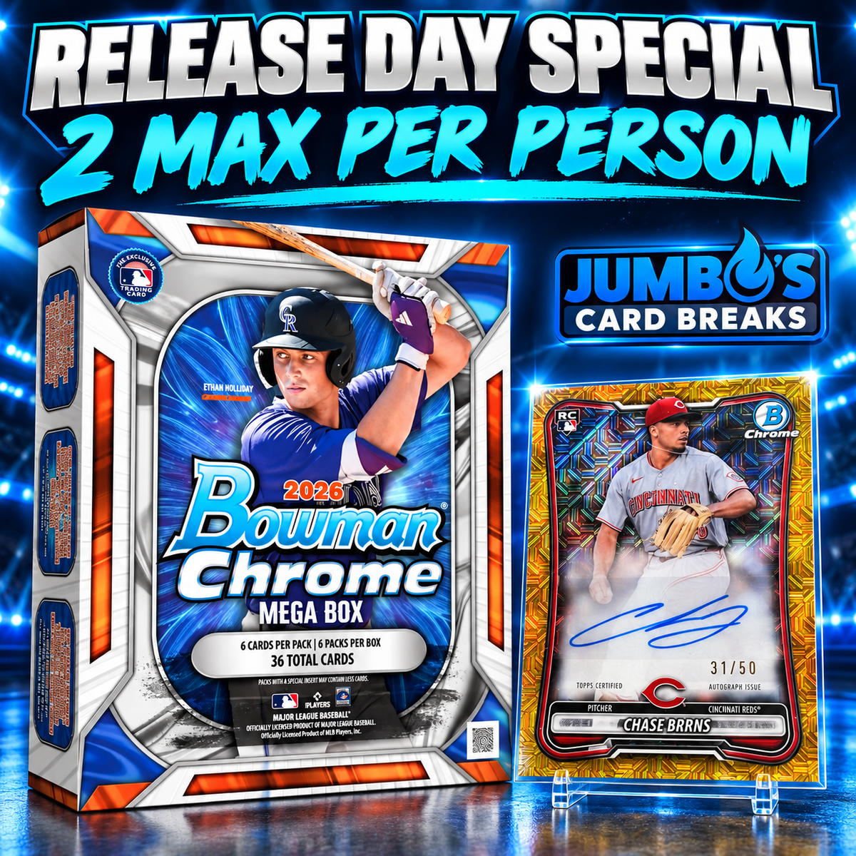 ⚾RELEASE DAY SPECIAL! BREAK #12075 - 2026 Bowman Chrome Mega Half Case (Random Team) *** 2 Max Per Person