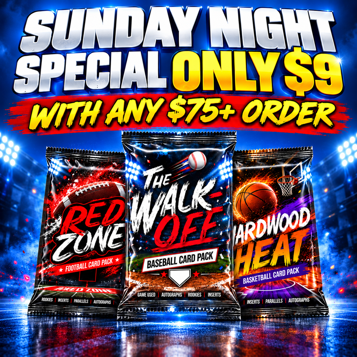 ⭐Sunday Night Special! BREAK #12120 - Red Zone, Walk Off & HardWood Heat (Random Teams) *** Only $9 with any $75+ order!