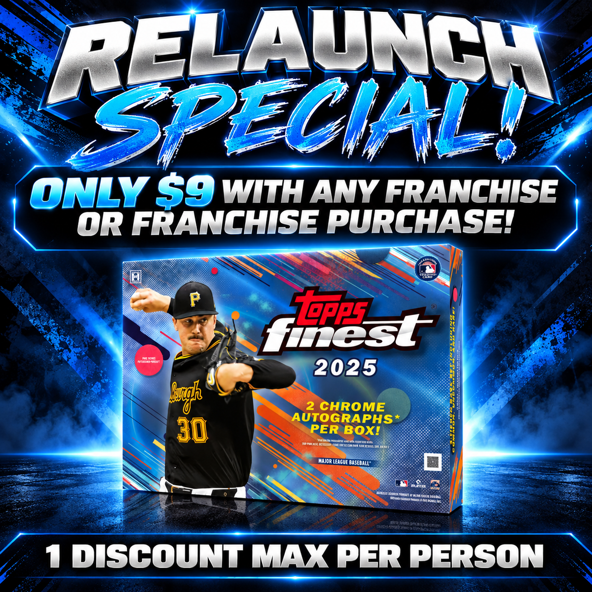 🚀 RELAUNCH SPECIAL! BREAK #12058 - 2025 Topps Finest Hobby (Random Team) *** Only $9 with any Franchise or Franchise Lite Purchase --- 1 max discount per person