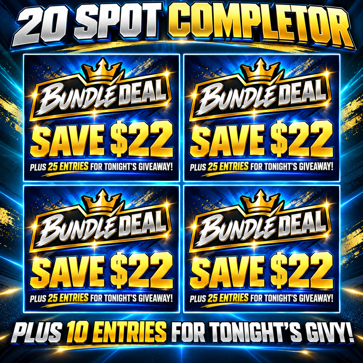 ➡️20 Spot Completor (4 Bundles - Brewers & Dodgers) *** Plus 10 Entries for the Nightly Givy!