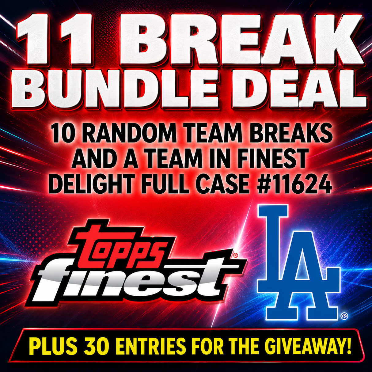 💥11 Break Bundle Deal! (10 Random Team Breaks and a Topps Finest Delight Full Case Team!) *** Plus 30 Entries for the Giveaway!