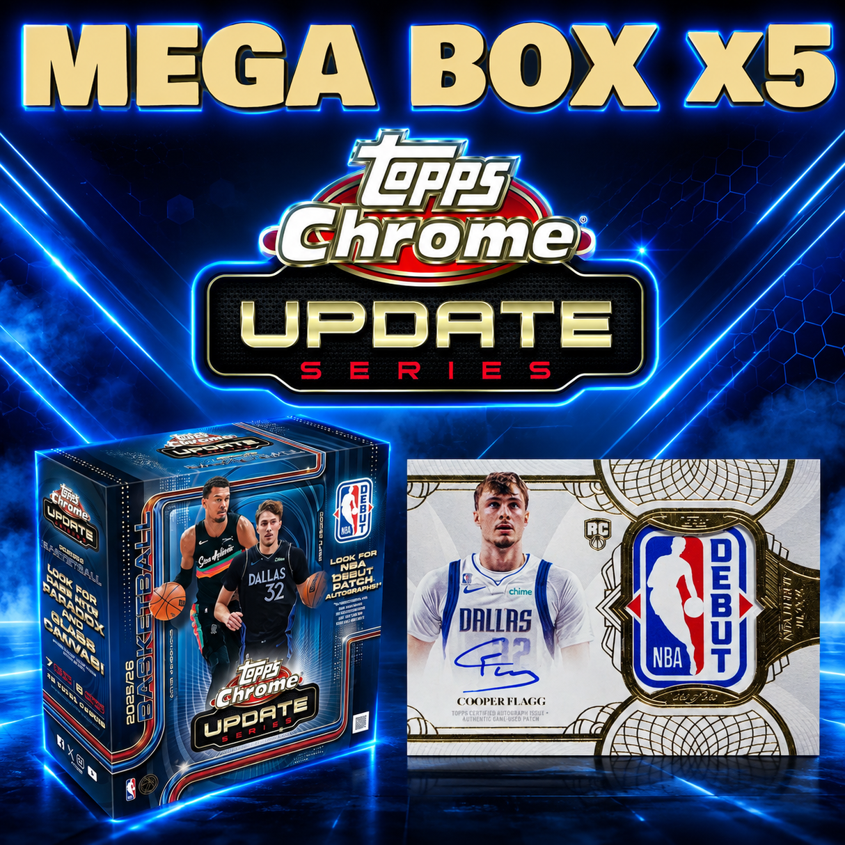 🏀 NEW RELEASE! BREAK #11895 - 2025/2026 Topps Chrome Update Megas 5 Box (Pick Your Team)
