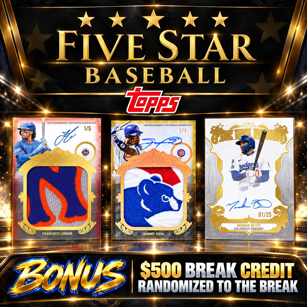 ⚾️ NEW RELEASE! BREAK #12187 - 2026 Topps Five Star Full Case (Pick Your Team) *** $500 Break Credit randomized to the break!  Releases Wednesday 10/28