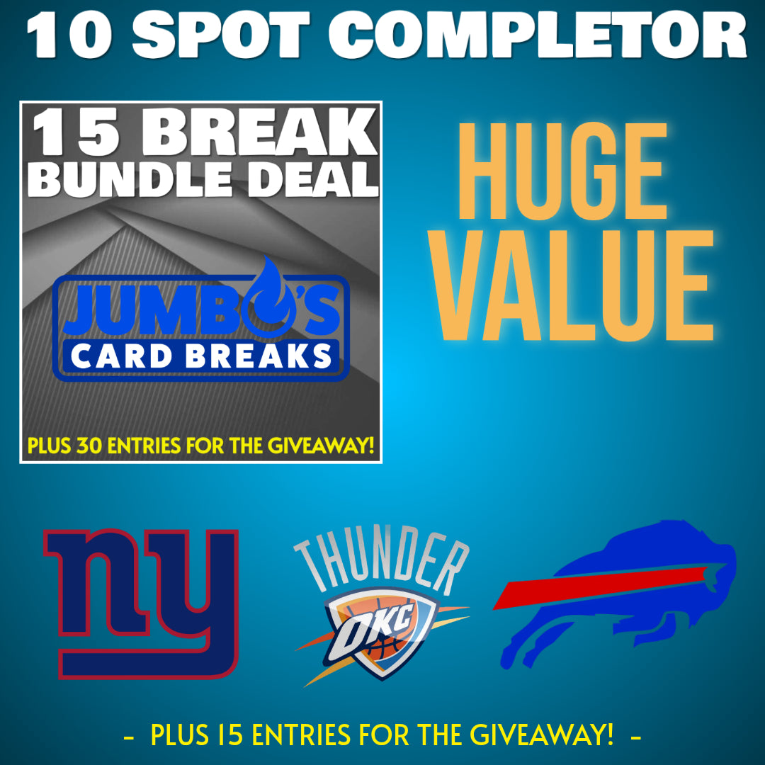 ➡️10 Spot Completor with HUGE VALUE (Bundle, Giants, Thunder, Bills!) *** Plus 15 Entries for the Giveaway!