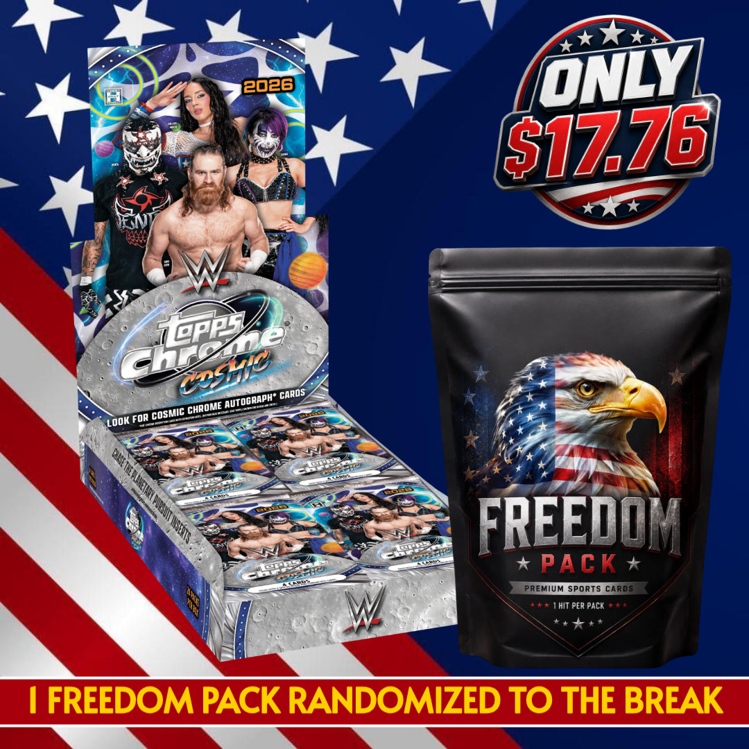 🦅 July 4th Special! BREAK #11608 - 2026 Cosmic Chrome WWE & 1 Freedom Pack (Random Letter)