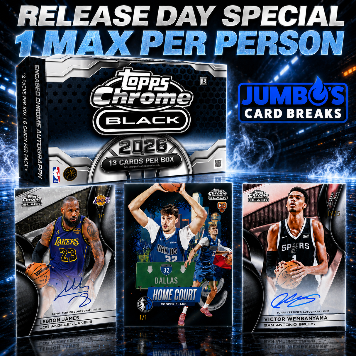 🏀RELEASE DAY SPECIAL! BREAK #11992 - 2025/2026 Topps Chrome Black (Random Team) *** 1 MAX PER PERSON