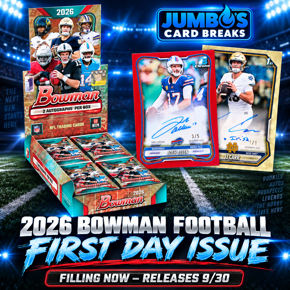 🏈 PRE-FILL! BREAK #12077 - 2026 Bowman First Day Issue (Random Team) *** Expected Release 9/30